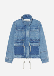 Military Jacket in Patchwork Denim - Indigo - CO Collections